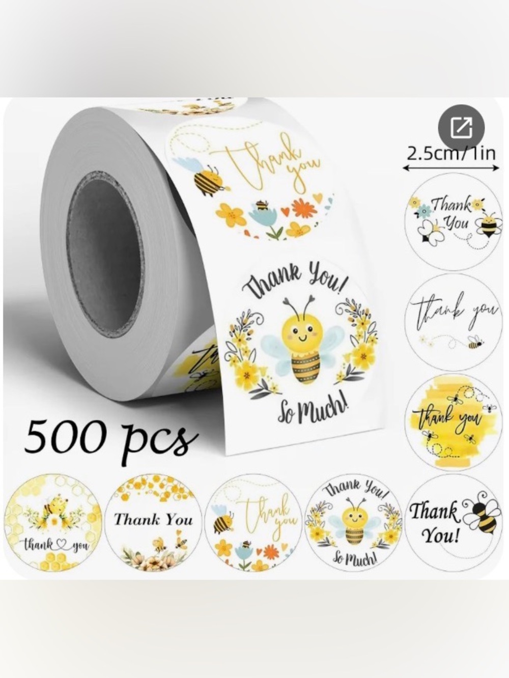500 BEE thank you stickers NEW - Picture 3 of 4
